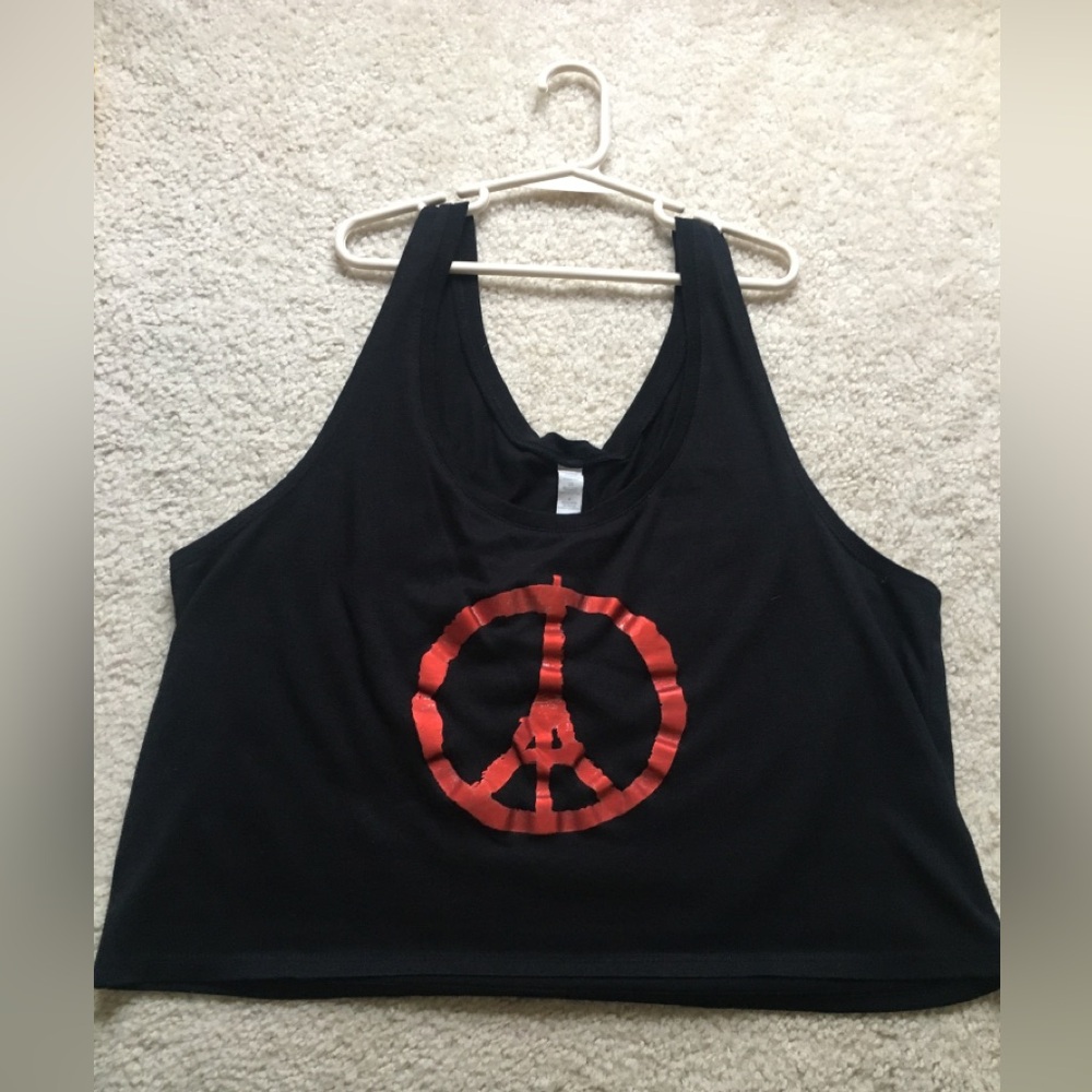 Vintage black and red peace Eiffel Tower tank top crop top